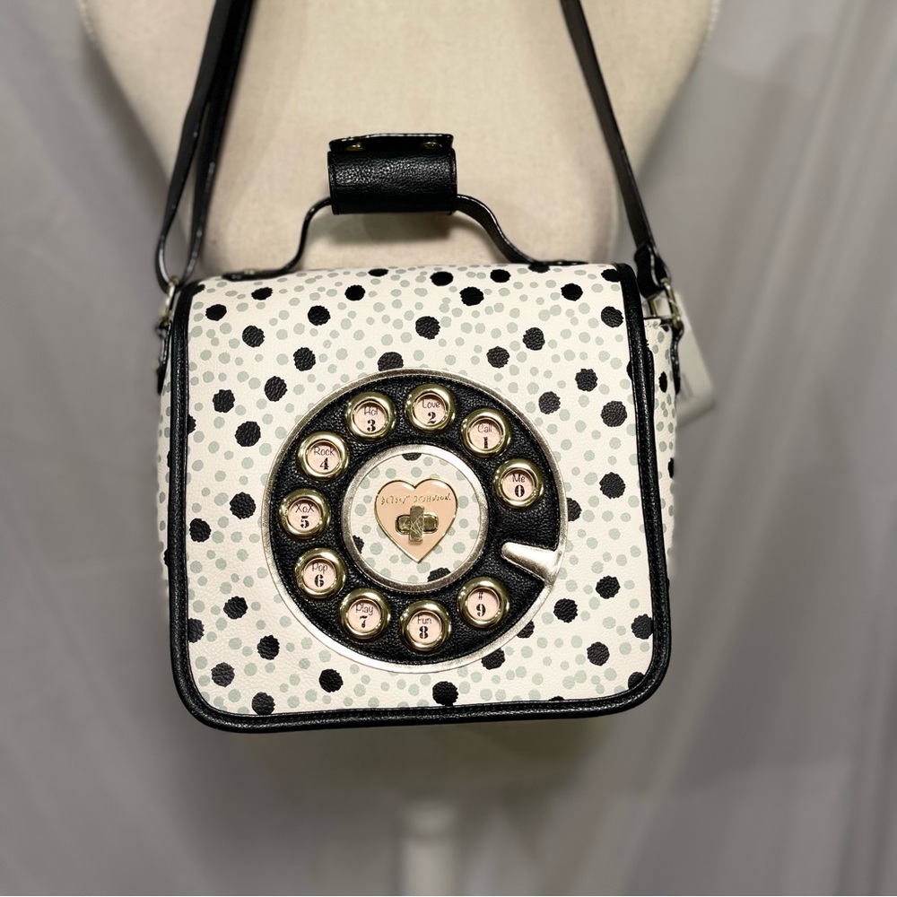 Black, and White Betsey Johnson Rotary Phone Purse